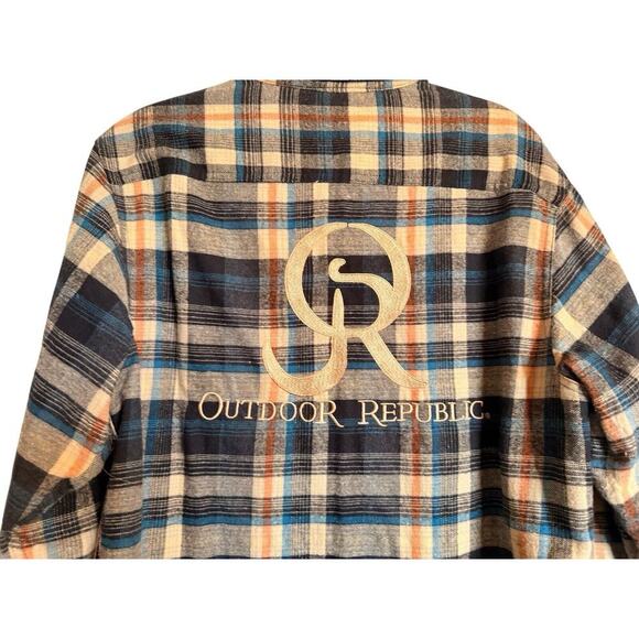 Burnside Sz L Plaid Flannel Button Down Flannel Shirt Outdoor Workwear - Picture 12 of 14